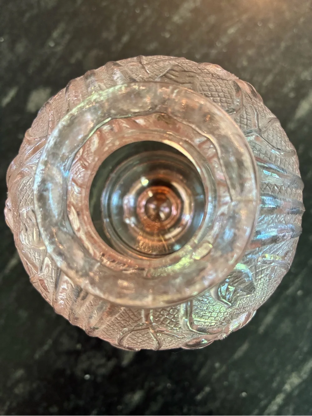 Vintage Pink Fairy Lamp Pressed Glass made in Taiwan Grandma Cottagecore